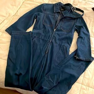 APC denim jumpsuit with belt